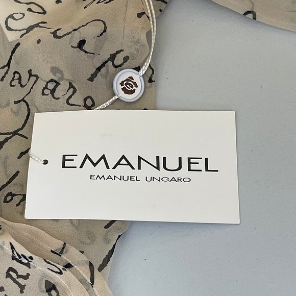 NEW Vintage Emanuel Ungaro Womens Silk Script Print Sheer Blouse Top Size 12 - Picture 11 of 15